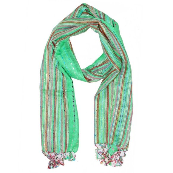 Cotton Lurex Shimmering Stripes Scarf - Picture 5 of 6